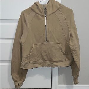 Lululemon Tan Scuba Half-Zip Cropped Hoodie